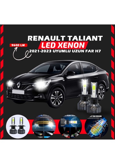 Renault Taliant 2021-2023 Uzun Far Uyumlu Şimşek Etkili Led Xenon Pro Series H7