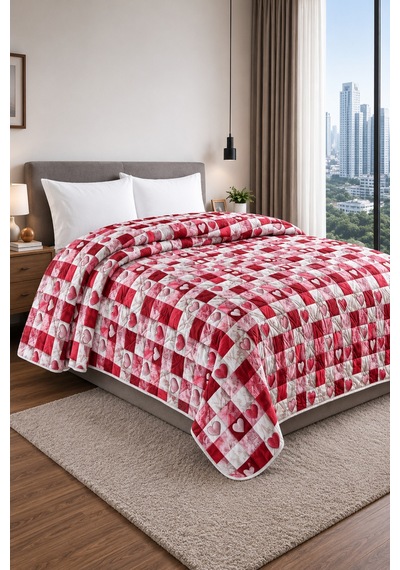 Yatak Örtüsü Çok Amaçlı 100% Polyester Hassas Tuşeli Basklı Lüx - Premium 200 Cm X 220 Cm Açık Mor