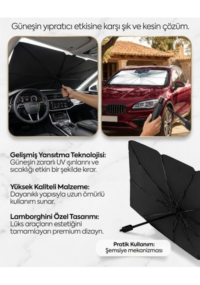 Araç Güneş Koruyucu Şemsiye Oto Ön Cam Araç Şemsiyesi 140cmx79cm