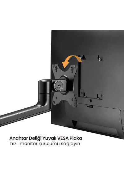 Monitör Tutucu Eğilebilir Döndürülebilir Kablo Kılavuzlu Ergonomi