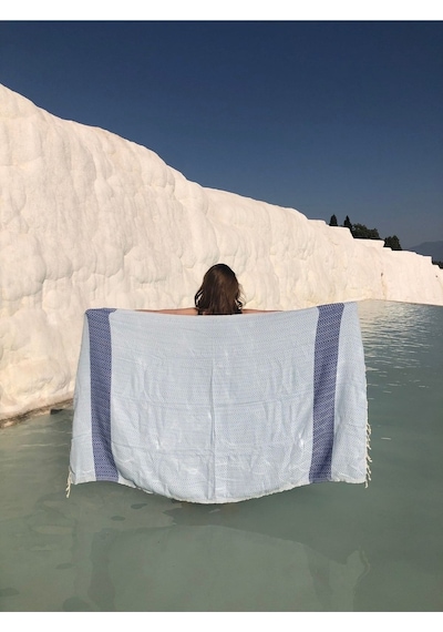 2'li Set Peştemal Plaj Havlusu , %100 Pamuk , Xxl 100x180cm, Marmaris, L.gökmavisi-pembelila