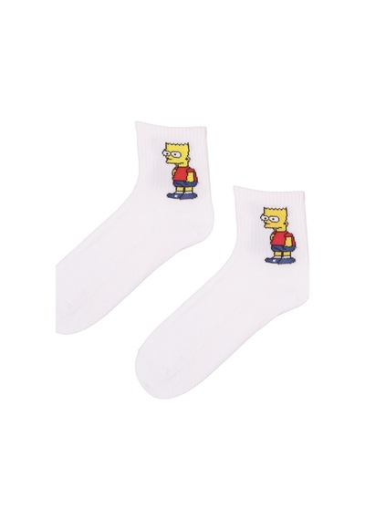 Socks Stores Erkek Çorap Soket Uzun Corap Renkli Desenli Çoraplar Beyaz