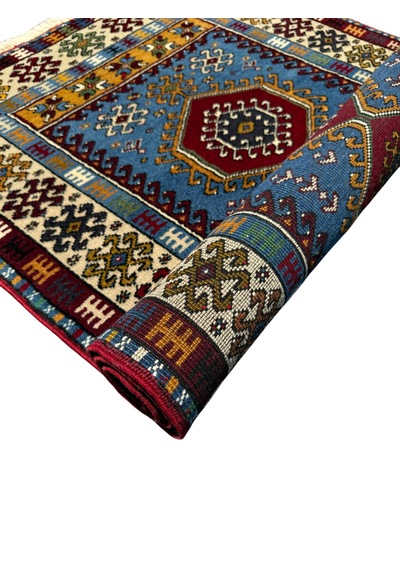 El Dokuma Sıfır Yahyalı Halısı 87x150 Mavi %100 Yün Kök Boya Halı