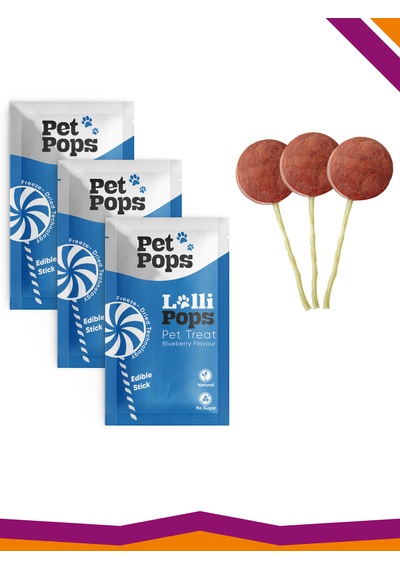 Lollipops Tavuk Ciğeri Yabanmersini 3'lü Kedi Köpek Ödül Lolipopu