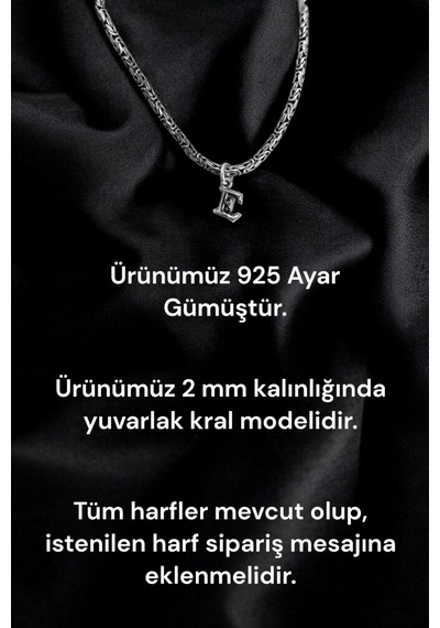 925 Ayar Gümüş 2 Mm Harfli Yuvarlak Kral Bileklik