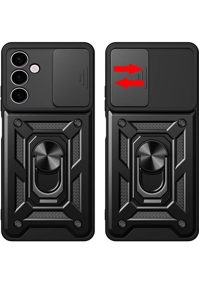 Samsung Galaxy A24 İle Uyumlu Kılıf Magnetik Standlı Kamera Korumalı Sürgülü Kapak