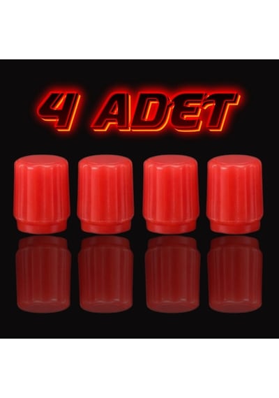 4 Adet Fosforlu Kırmızı Işıklı Sibop Kapağı - Gece Parlayan Araç, Motosiklet Ve Bisiklet Sibop Kapağı Seti