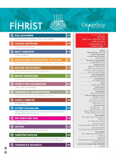 Ekim 2024 Osmanlıca Dergisi