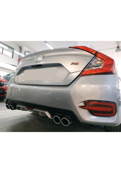 Honda Civic Fc5 2016 - 2021 Difüzör 4 Egsoz Görünümlü Gri