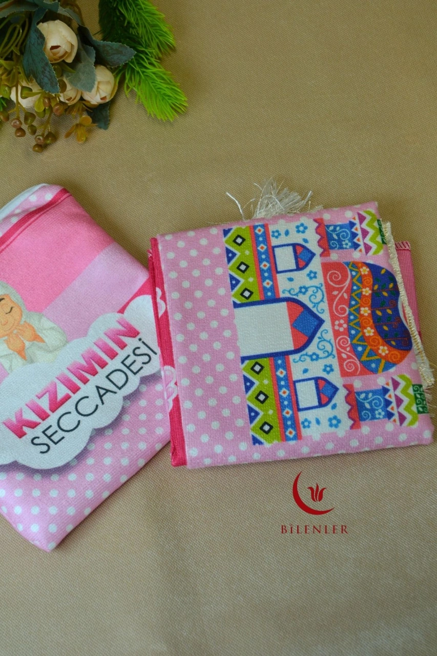 Çantalı Kız Çocuk Seccadesi-kızımın Seccadesi Pembe Pembe