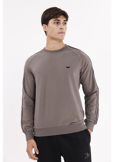 Rowinger Çift Şeritli Raglan Kol Minimal Logolu Bisiklet Yaka Sweatshirt Antracite Rowinger Çift Şeritli Raglan Kol Minimal Logolu Bisiklet Yaka Sweatshirt Antracite