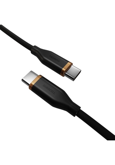 Duracell 2m Usb-c To Usb-c 100w Yumuşak Dokulu Silikon Data Kablosu - Siyah