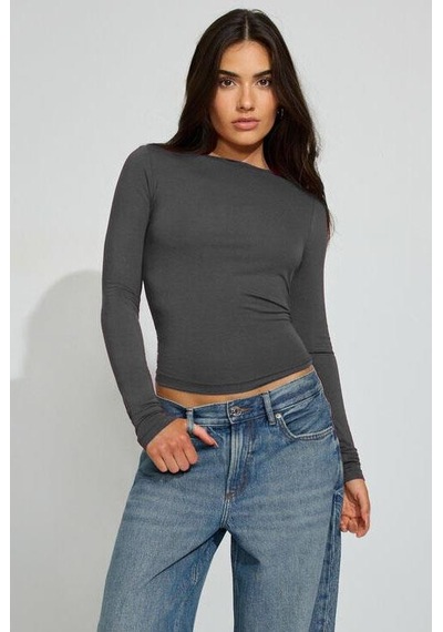 Seeh Füme Bisiklet Yaka Basic Uzun Kollu Body Sh142