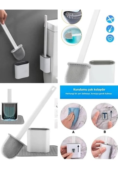 Sensörlü Otomatik Slim Çöp Kovası 9 Lt + Duvara Asılabilir Beyaz Silikon Klozet Fırçası Beyaz