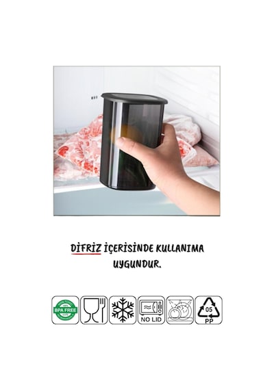 Nandy Home Etiketli 12 Adet 1750 Ml Ekonomik Kırılmaz Antrasit Saklama Kabı Antrasit