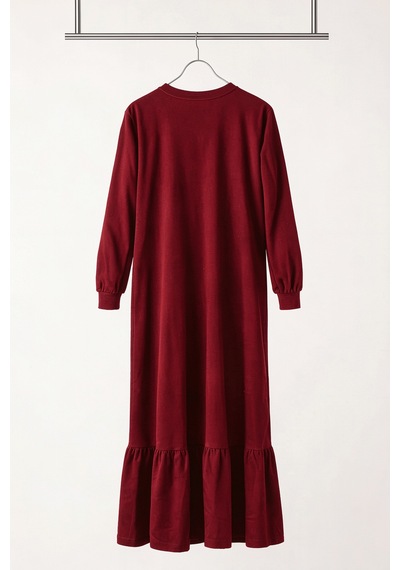 Angel&co. Girls Clothing Kız Çocuk Koyu Kırmızı Uzun Kollu Maksi Tesettür Penye Elbise Kırmızı - 842728793 Kırmızı
