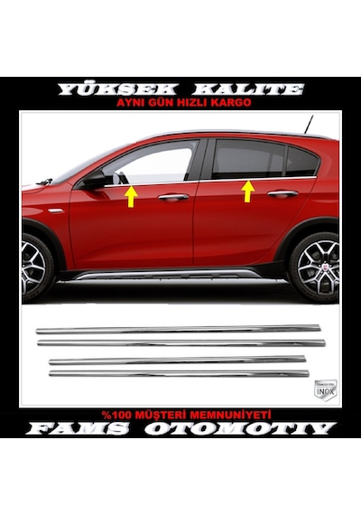 Fiat Egea Cross Krom Cam Çıtası 4 Parça 2020 ve Üzeri Paslanmaz Çelik