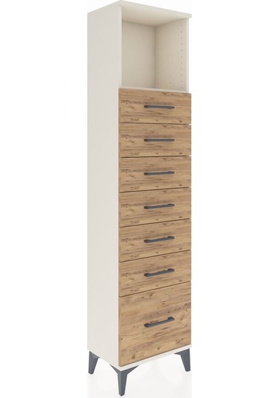 Arges Dolap Tek Raflı 7 Çekmeceli 44x30x182 Aytaşı-çam Aytaşı