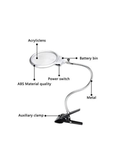 Işıklı Büyüteç Tamirci Büyüteci Çalışma Lambası Lup Mercek 130mm