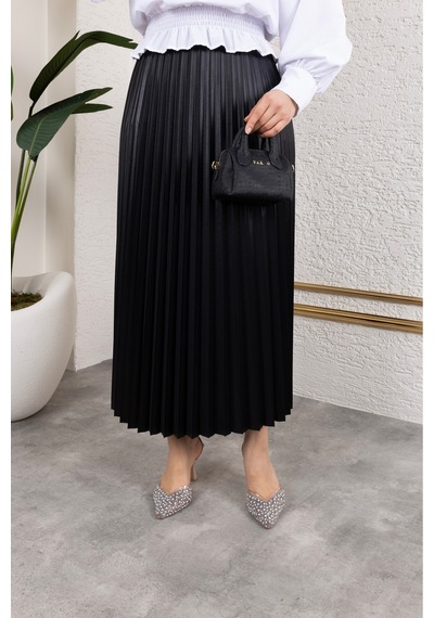 Hira Life Fashion Kadın Tesettür Giyim Ve Deri Görünümlü Beli Lastik Detayı İle Piliseli Uzun Etek Siyah Siyah Hira Life Fashion Kadın Tesettür Giyim Ve Deri Görünümlü Beli Lastik Detayı İle Piliseli Uzun Etek Siyah Siyah