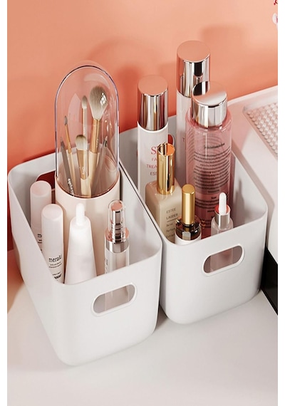 2 Adet Beyaz 3.5 Litre Basic Dolap Içi, Buzdolabı Düzenleyici, Banyo Organizer Sepet Beyaz