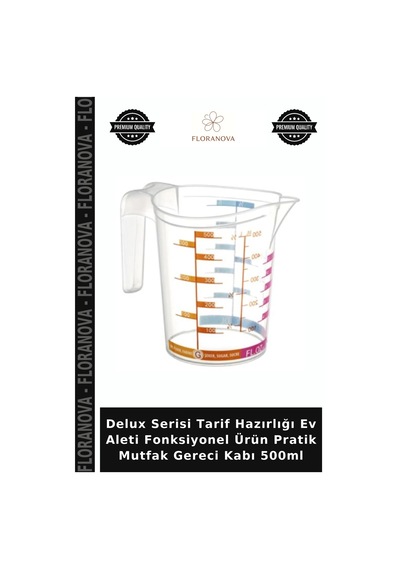 Delux Serisi Tarif Hazırlığı Ev Aleti Fonksiyonel Ürün Pratik Mutfak Gereci Kabı 500ml Şeffaf