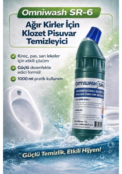 Omniwash Sr-6 Ağır Kirler İçin Klozet Pisuvar Temizleme 1000ml 6 Adet