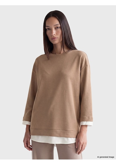 Lcw Everyday Kahverengi Oversize Soft Touch Kadın Sweatshirt