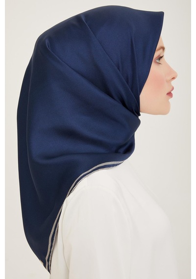 Belli Twill İpek Eşarp - 4009-12 Lacivert - Lacivert