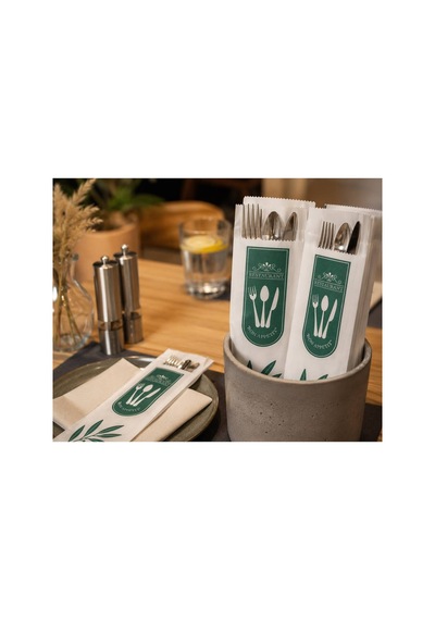 Kağıt Çatal Bıçak Kılıfı 300 Adet 3x4x25 Cm Baskılı Kaşık Çatal Bıçak Servis Kesesi Restoran Cafe Büfe
