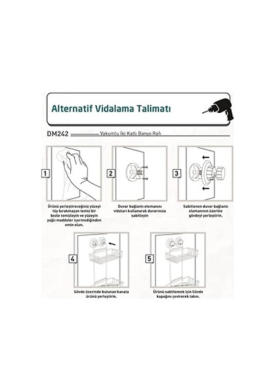 Geseus Va-kumlu İki Katlı Banyo Rafı Delme Vida Matkap Yok Krom-dm242 Diğer