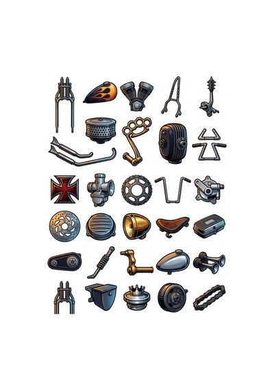 30 Adet Özel Motosiklet Parçaları Sticker Seti - Kask, Laptop, Kaykay Çok Renkli