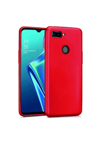 Oppo A12s Kılıf Kamera Korumalı Silikon Rubber Arka Kapak Kırmızı
