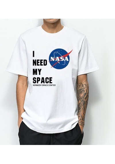 Stoned&Fame Unisex Beyaz I Need My Space Baskılı T-shirt Beyaz