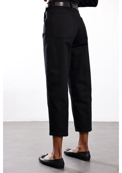 5in1Canpolat Siyah Yüksek Bel Tensel Baggy Jean 3001 Siyah