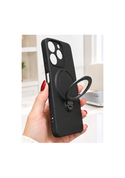 İnfinix Spark 10 Pro İle Uyumlu 360 Derece Dönebilen Kalın Metal Magsafe Halka Stantlı İçi Kadife Korumalı Ultra Lüx Premium Silikon Kılıf Siyah İnfinix Spark 10 Pro İle Uyumlu 360 Derece Dönebilen Kalın Metal Magsafe Halka Stantlı İçi Kadife Korumalı Ultra Lüx Premium Silikon Kılıf Siyah