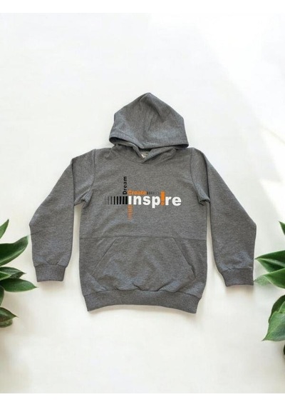 Erkek Çocuk Inspire Yazılı Pamuklu Eşofman Takım-15363 Gri