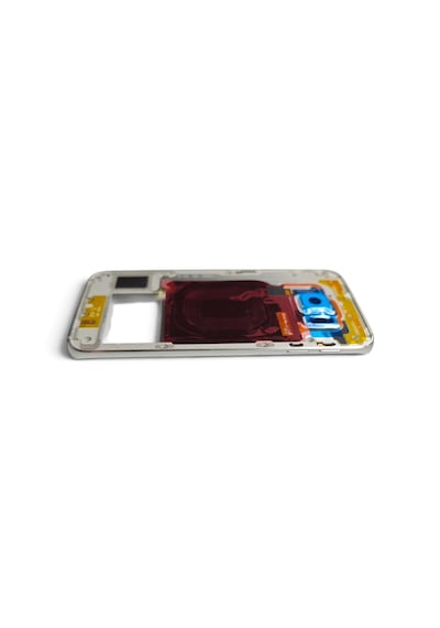 G925 Orta Kasa Galaxy S6 Edge Uyumlu Beyaz Renk Orta Kasa Çerçeve + Ses Açma On Off Tuş Plastik Kamera Camı Ve Hoparlör Gümüş