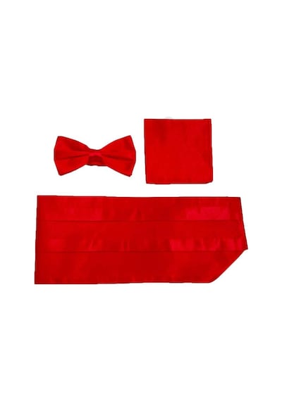 Brianze Kırmızı Kuşak Papyon Ve Mendil Set