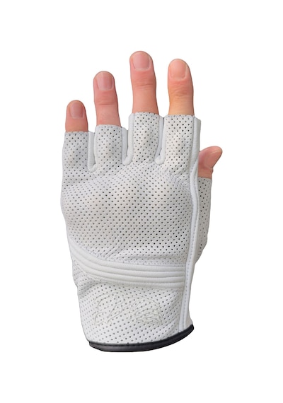 Fingerless Flx Leather White Korumalı Motosiklet Deri Eldiveni