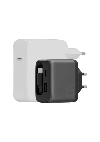 Energea Ampcharge Arc Gan65 70 Cm Dahili Type-c Kablolu Şarj Aleti - Koyu Gri