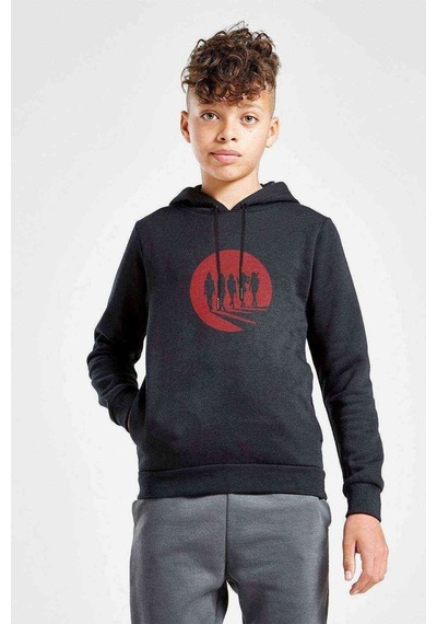 Tshirthane Silhouette Bad Girl Baskılı Unisex Çocuk Kapüşonlu Siyah Sweat Siyah