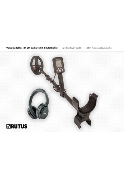 Rutus Versa Dedektör Sr-1 Kablosuz Kulaklık Ve 24cm Dd Başlık İle Metal Dedektörü