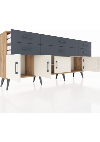 Arges Konsol 2 Raflı 6 Çekmeceli 4 Kapaklı 176x30x83 Çam-aytaşı/antrasit Aytaşı/antrasit Arges Konsol 2 Raflı 6 Çekmeceli 4 Kapaklı 176x30x83 Çam-aytaşı/antrasit Aytaşı/antrasit