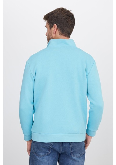 Tudors Unisex Relax Fit Rahat Kesim Pamuklu İçi Polarlı Yarım Fermuarlı Açık Mavi Dik Yaka Sweatshirt-35169 Cam Göbeği Tudors Unisex Relax Fit Rahat Kesim Pamuklu İçi Polarlı Yarım Fermuarlı Açık Mavi Dik Yaka Sweatshirt-35169 Cam Göbeği