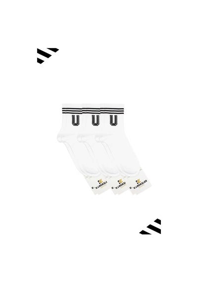 Kardeşler Çorap Unisex U Harfi Desenli Tenis Çorap Harfli Çorap 3'lü Paket Beyaz - 530648499 Beyaz