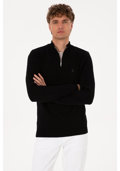 U.S. Polo Assn. Erkek Slim Fit Yarım Fermuarlı Siyah Basic Kazak 50313695-VR046 U.S. Polo Assn. Erkek Slim Fit Yarım Fermuarlı Siyah Basic Kazak 50313695-VR046