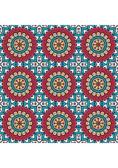 Tablosan Mandala Desenleri Doğal Taş Bardak Altlığı 4'lü Set 174140 Çok Renkli