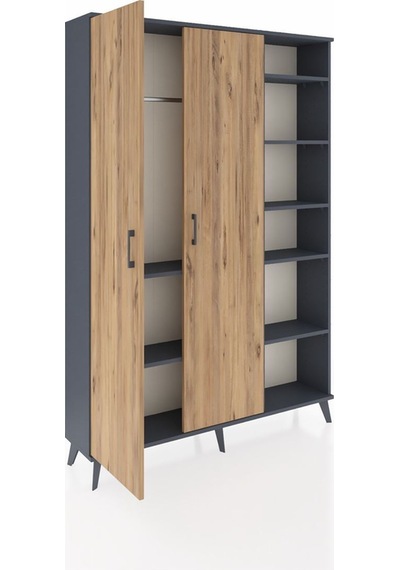Arges Dolap 7 Raflı 2 Kapaklı Tek Askılı 132x30x195 Antrasit-çam/antrasit Atlas Çam/antrasıt Arges Dolap 7 Raflı 2 Kapaklı Tek Askılı 132x30x195 Antrasit-çam/antrasit Atlas Çam/antrasıt
