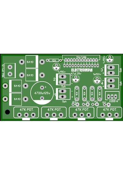 4X40 Watt 4 Kanal Amfi Ses Devre Kartı Yeşil
